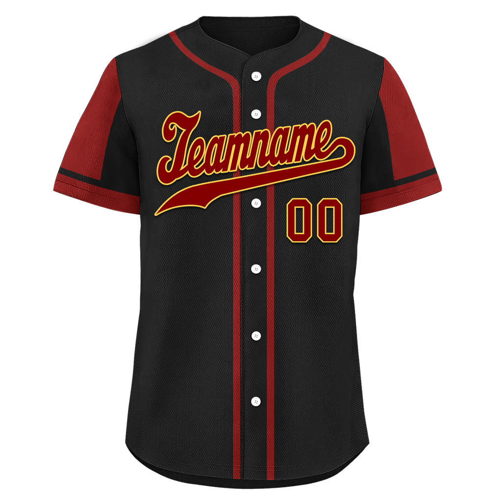 Custom Black Red Raglan Sleeves Personalized Authentic Baseball Jersey BSBJ01-D017176