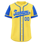 Custom Yellow Blue Raglan Sleeves Personalized Authentic Baseball Jersey BSBJ01-D017205