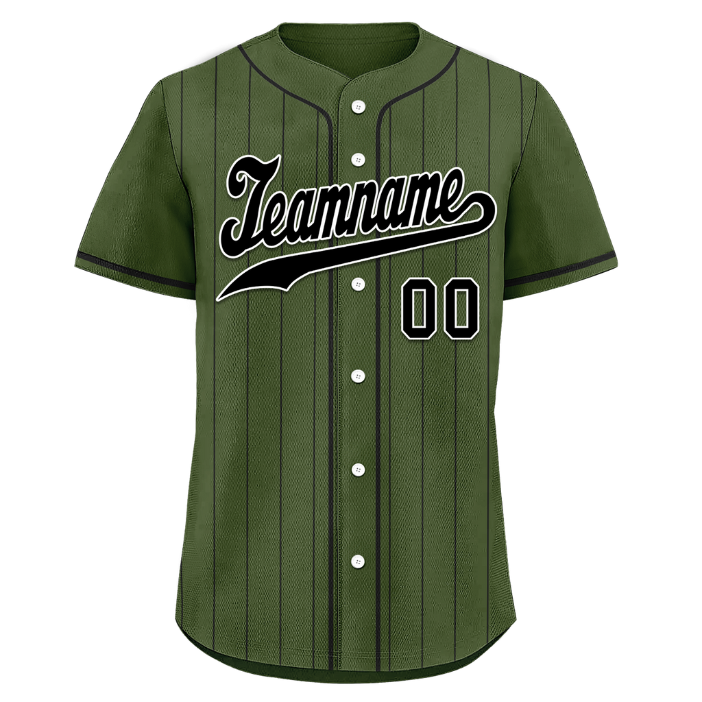 Custom Green Stripe Embroidered Baseball Jersey
