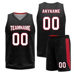 Custom Black Red Plaid Portland City Edition Personalized Reversible Basketball Set Sports Basketball Jersey BBJ01R-D0610-25