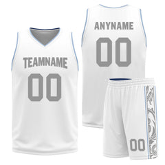 Custom White Gray Blue Dallas City Edition Personalized Reversible Basketball Set Sports Basketball Jersey BBJ01R-D0610-7