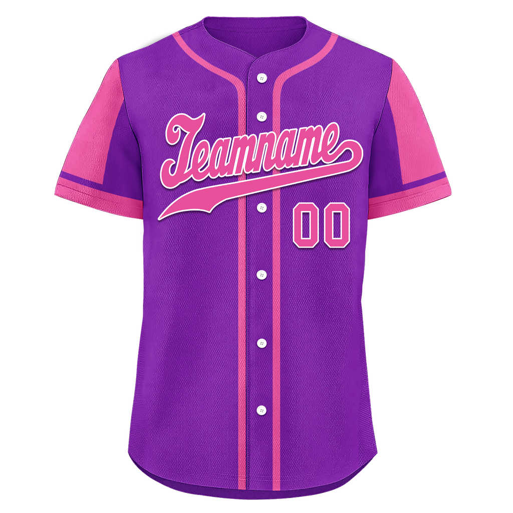 Custom Purple Pink Raglan Sleeves Personalized Authentic Baseball Jersey BSBJ01-D017202