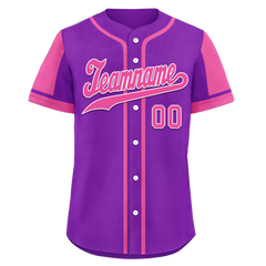 Custom Purple Pink Raglan Sleeves Personalized Authentic Baseball Jersey BSBJ01-D017202