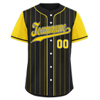 Custom Black Gold Stripe Fashion Personalized Authentic Baseball Jersey BSBJ01-D017217