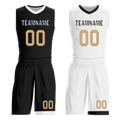 Custom Black White Classic Style Reversible Basketball Uniform Personalized COOLMAX BBJR-D017044