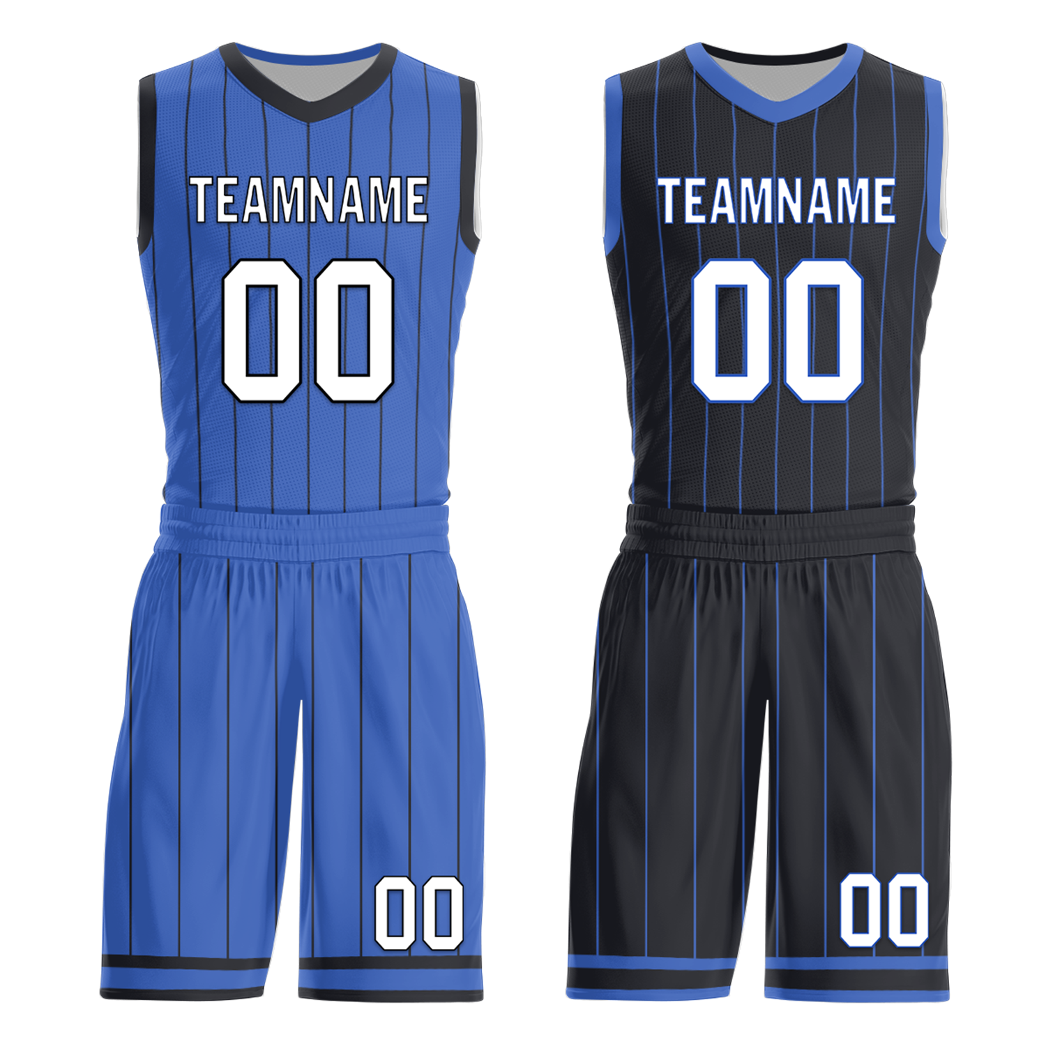 Custom Blue Black Classic Style Reversible Basketball Uniform Personalized COOLMAX BBJR-D017055