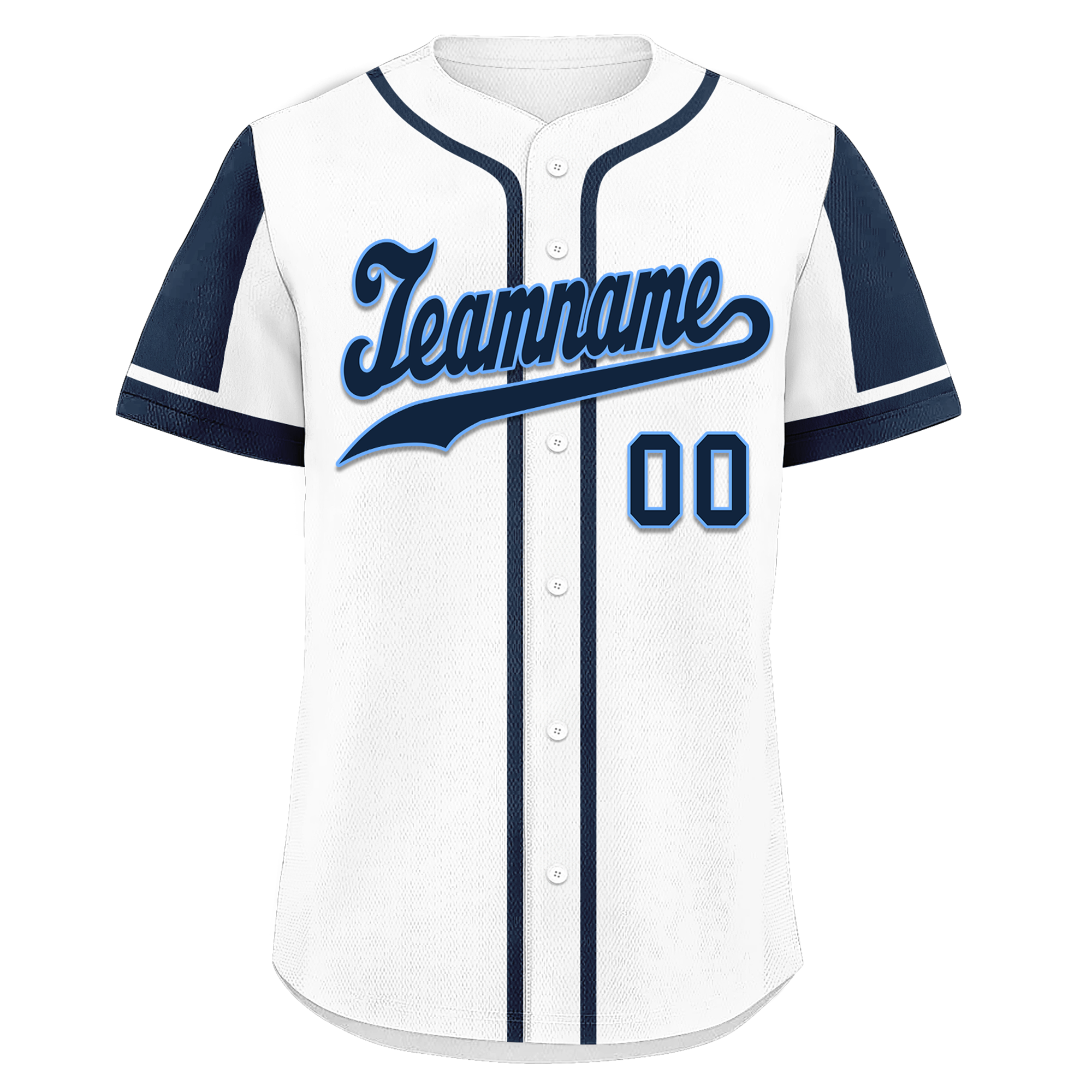 Custom White Blue Raglan Sleeves Personalized Authentic Baseball Jersey BSBJ01-D017164