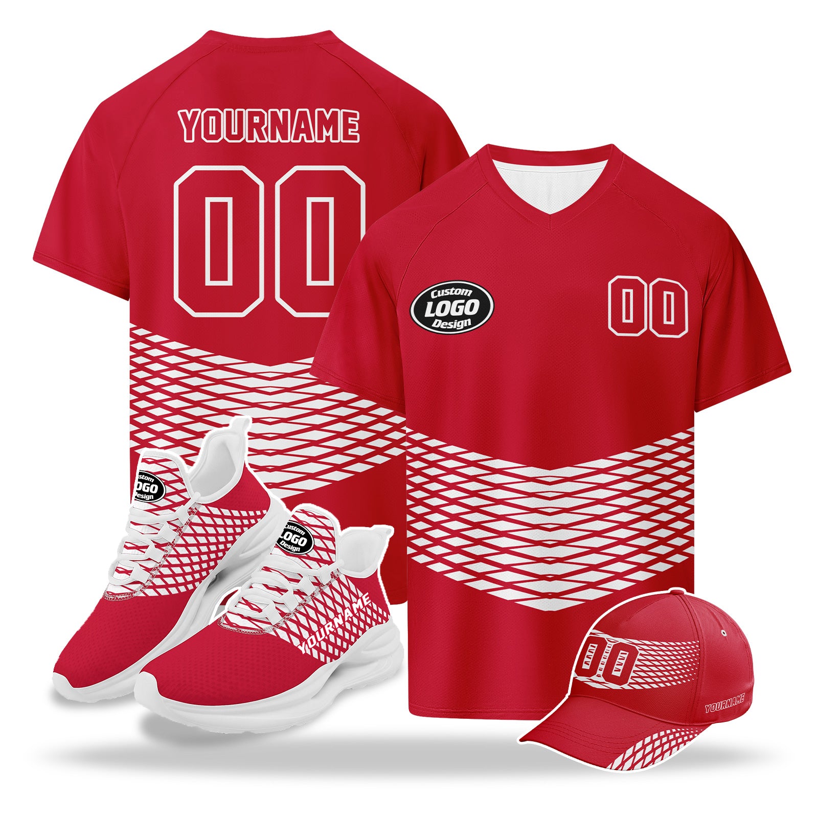 Custom 2026 World Cup Austria High Quality Soccer Stadium Version Jersey Sneakers Sports Shoes and Hat Combo Offer Personalized Team Name and Logo ZH-F027104-5