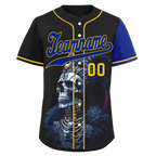 Custom Black Blue Skull Fashion Personalized Authentic Baseball Jersey BSBJ01-D017147