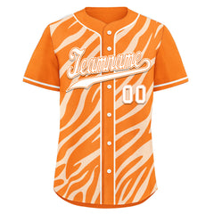 Custom Orange White Zebra Pattern Personalized Authentic Baseball Jersey BSBJ01-D020201-13