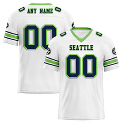 Custom White Green Seattle Personalized Authentic Football Jersey FBJ02-D020256-14