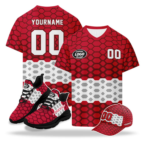 Custom 2026 World Cup Austria High Quality Soccer Stadium Version Jersey Sneakers Sports Shoes and Hat Combo Offer Personalized Team Name and Logo ZH-F027104-6