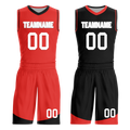 Custom Red Black Classic Style Reversible Basketball Uniform Personalized COOLMAX BBJR-D017042