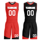 Custom Red Black Classic Style Reversible Basketball Uniform Personalized COOLMAX BBJR-D017042