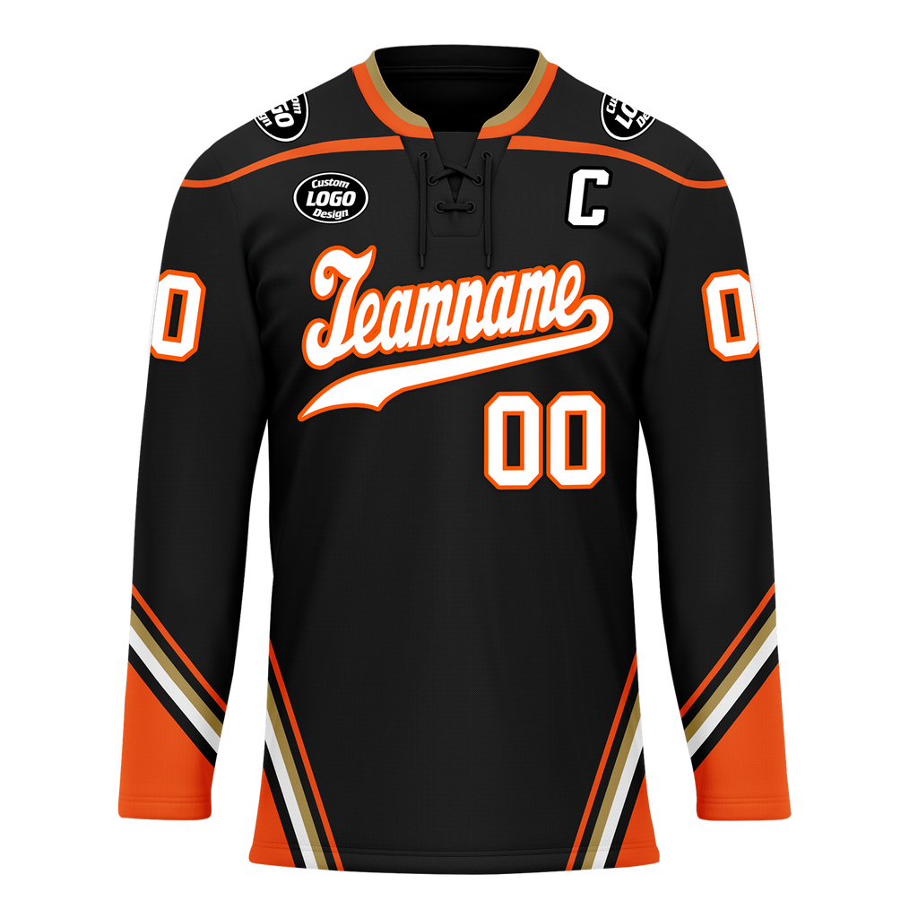 Custom Black Orange Personalized Hockey Jersey HCKJ01-D0a70d8