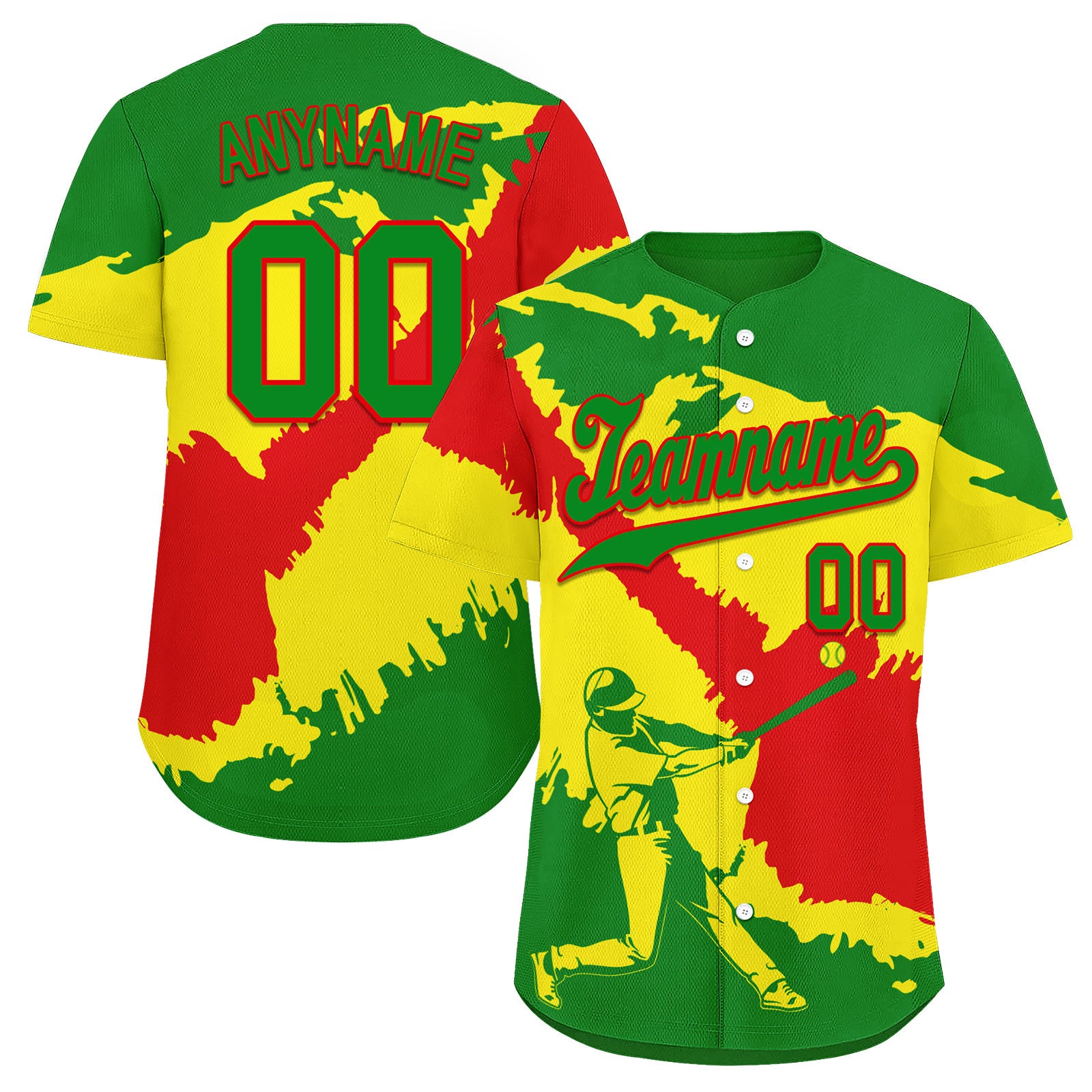 Custom Grass Green Red Yellow Bolivian Flag Personalized Authentic Baseball Jersey BSBJ01-E06022-12