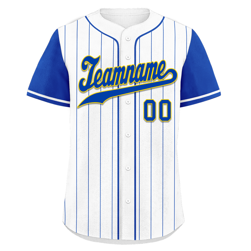 Custom White Blue Stripe Fashion Personalized Authentic Baseball Jersey BSBJ01-D017242