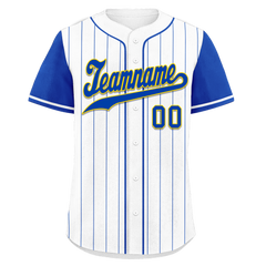 Custom White Blue Stripe Fashion Personalized Authentic Baseball Jersey BSBJ01-D017242