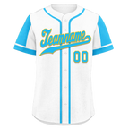 Custom White Blue Raglan Sleeves Personalized Authentic Baseball Jersey BSBJ01-D017167