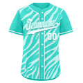 Custom Turquoise White Zebra Pattern Personalized Authentic Baseball Jersey BSBJ01-D020201-11
