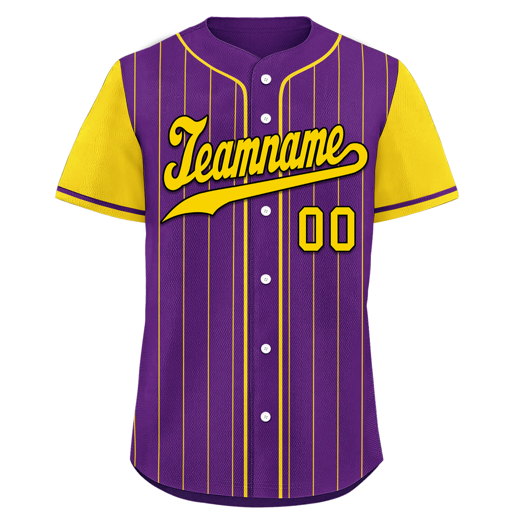 Custom Purple Gold Stripe Fashion Personalized Authentic Baseball Jersey BSBJ01-D017220