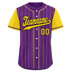Custom Purple Gold Stripe Fashion Personalized Authentic Baseball Jersey BSBJ01-D017220