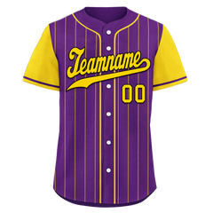 Custom Purple Gold Stripe Fashion Personalized Authentic Baseball Jersey BSBJ01-D017220