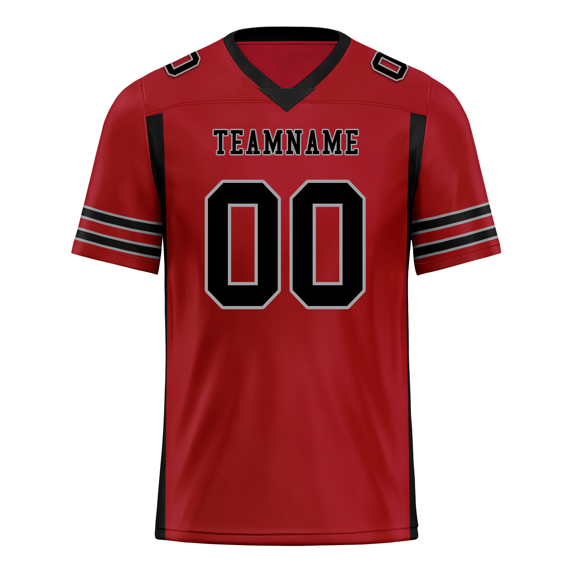 Custom Black Red Striped Sleeves Personalized Authentic Football Jersey FBJ02-D06075