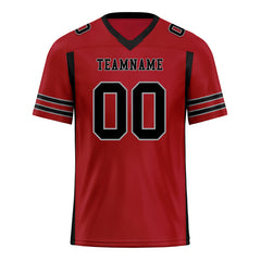 Custom Black Red Striped Sleeves Personalized Authentic Football Jersey FBJ02-D06075