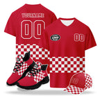 Custom 2026 World Cup Austria High Quality Soccer Stadium Version Jersey Sneakers Sports Shoes and Hat Combo Offer Personalized Team Name and Logo ZH-F027104-8