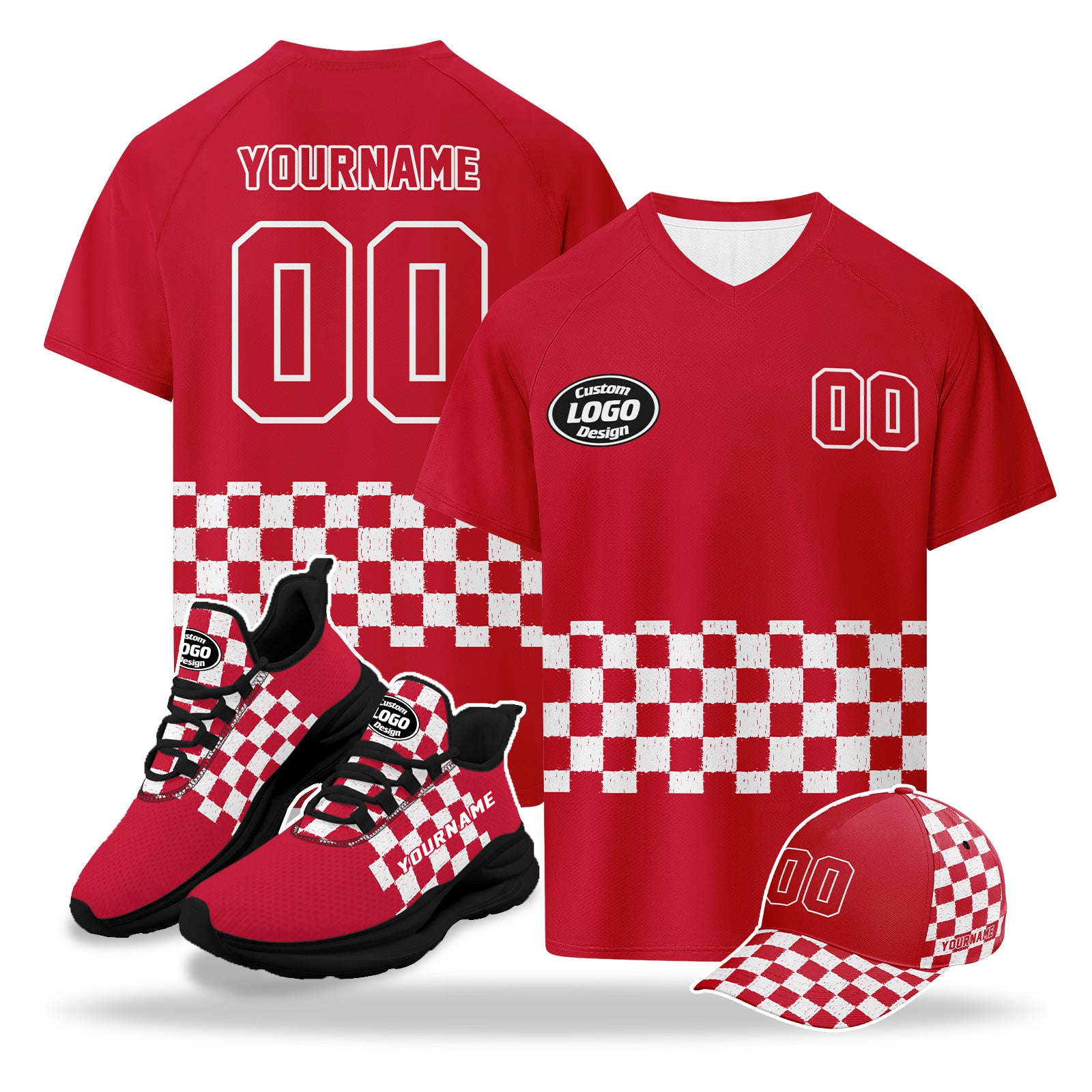 Custom 2026 World Cup Austria High Quality Soccer Stadium Version Jersey Sneakers Sports Shoes and Hat Combo Offer Personalized Team Name and Logo ZH-F027104-8
