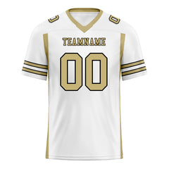 Custom White Gold Striped Sleeves Personalized Authentic Football Jersey FBJ02-D06069