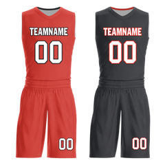 Custom Red Black Classic Style Reversible Basketball Uniform Personalized Ordinary BBJR-D017038