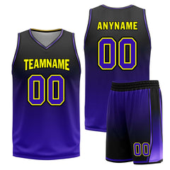 Custom Black Purple Los Angeles City Edition Personalized Reversible Basketball Set Sports Basketball Jersey BBJ01R-D0610-14