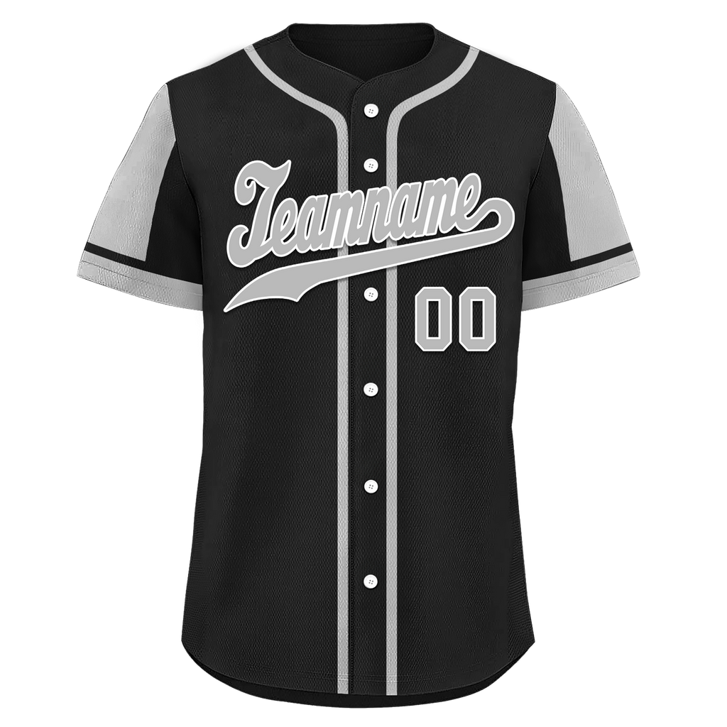 Custom Black Gray Raglan Sleeves Personalized Authentic Baseball Jersey BSBJ01-D017175