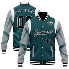 Custom Green Philadelphia Jacket Bomber Full-Snap Varsity Letterman Personalized Jacket FZ005-D025004-21