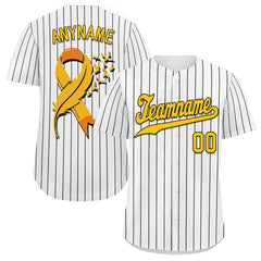 Custom White World Cancer Day Personalized Authentic Baseball Jersey BSBJ01-E06020-12