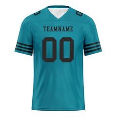 Custom Teal Black Striped Sleeves Personalized Authentic Football Jersey FBJ02-D06042