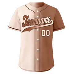 Custom Beige Brown Gradient Fashion Personalized Authentic Baseball Jersey BSBJ01-D0a708e