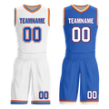 Custom White Blue Classic Style Reversible Basketball Uniform Personalized Ordinary BBJR-D017039