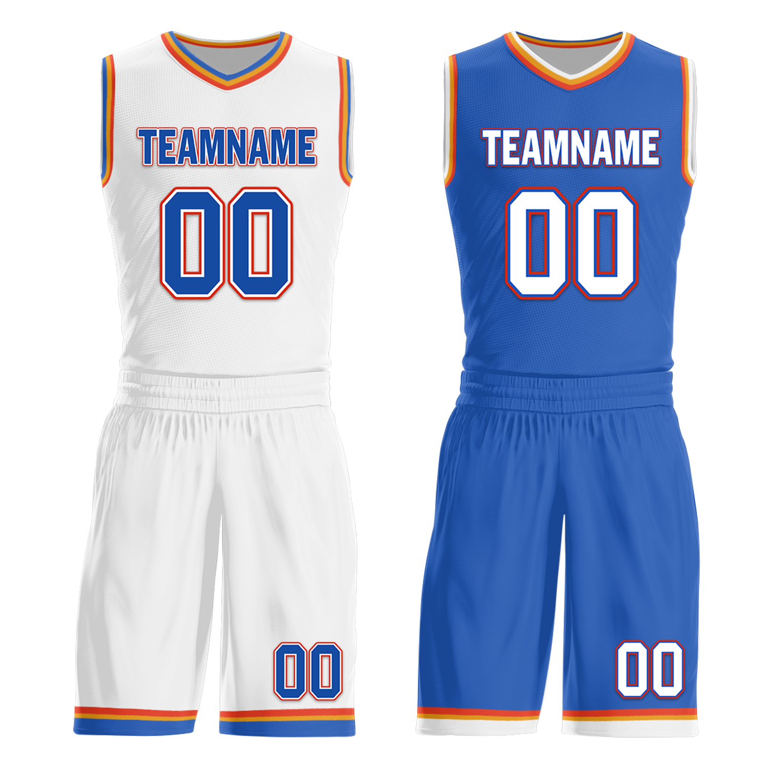 Custom White Blue Classic Style Reversible Basketball Uniform Personalized Ordinary BBJR-D017039