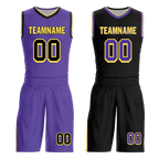 Custom Purple Black Classic Style Reversible Basketball Uniform Personalized Ordinary BBJR-D017033