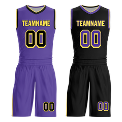 Custom Purple Black Classic Style Reversible Basketball Uniform Personalized Ordinary BBJR-D017033