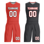 Custom Red Black Classic Style Reversible Basketball Uniform Personalized COOLMAX BBJR-D017038