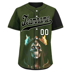 Custom Green Black Skull Fashion Personalized Authentic Baseball Jersey BSBJ01-D017152