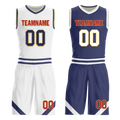 Custom White Blue Classic Style Reversible Basketball Uniform Personalized Ordinary BBJR-D017030