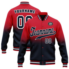 Custom Red Blue Fade Fashion Jacket Bomber Full-Snap Varsity Letterman Personalized Jacket FZ005-D020229-22