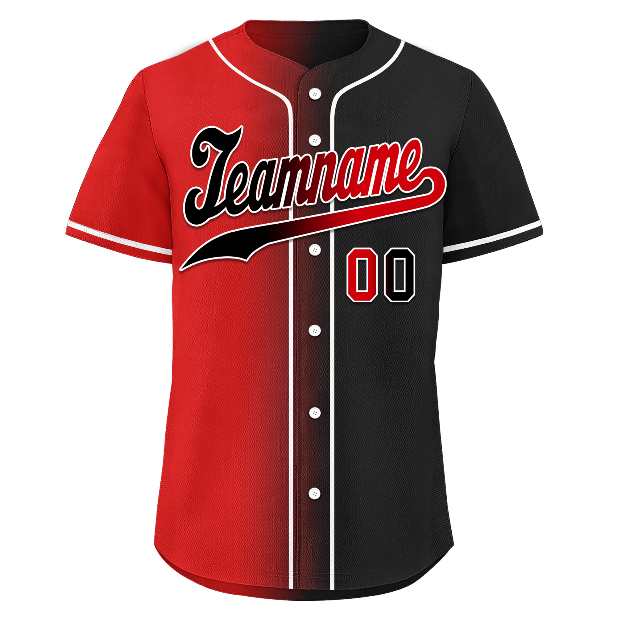 Custom Red Black Gradient Fashion Personalized Authentic Baseball Jersey BSBJ01-D0a707a
