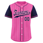 Custom Pink Blue Stripe Fashion Personalized Authentic Baseball Jersey BSBJ01-D017228
