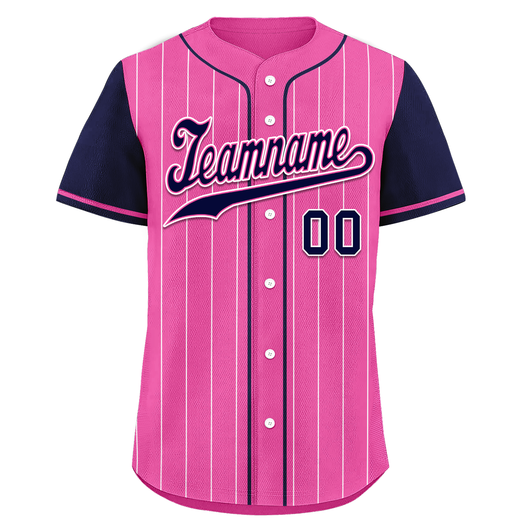 Custom Pink Blue Stripe Fashion Personalized Authentic Baseball Jersey BSBJ01-D017228